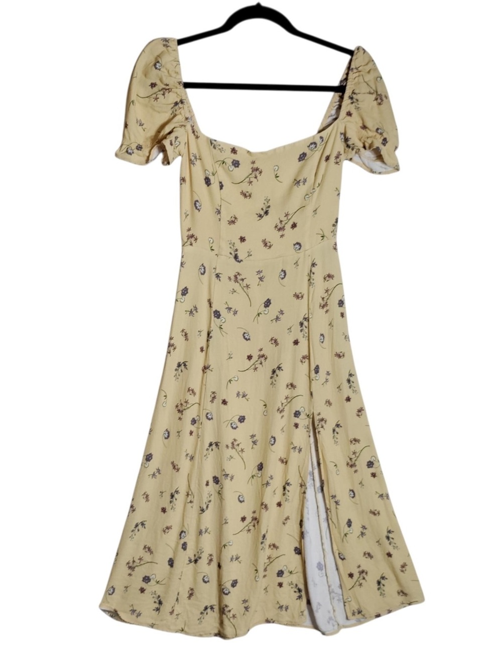 Wilfred Yellow Floral Puff-Sleeve Maxi Dress